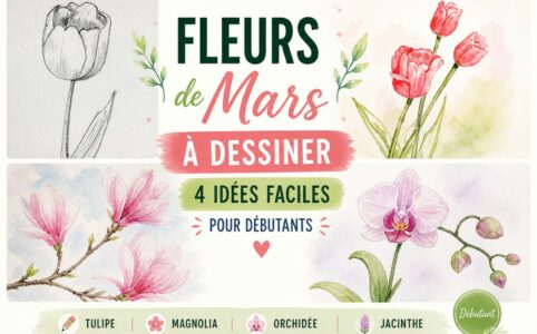 fleurs du mois de mars à dessiner et peindre facilement tulipe magnolia orchidée jacinthe débutant