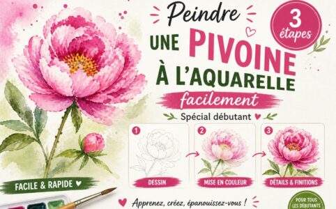 Peindre une pivoine à l’aquarelle facilement avec un tutoriel en 3 étapes pour débutant