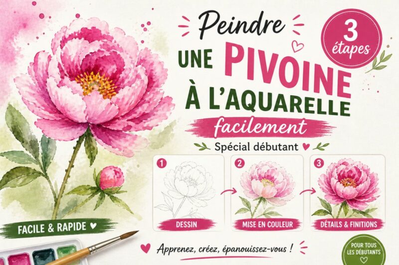 Peindre une pivoine à l’aquarelle facilement avec un tutoriel en 3 étapes pour débutant
