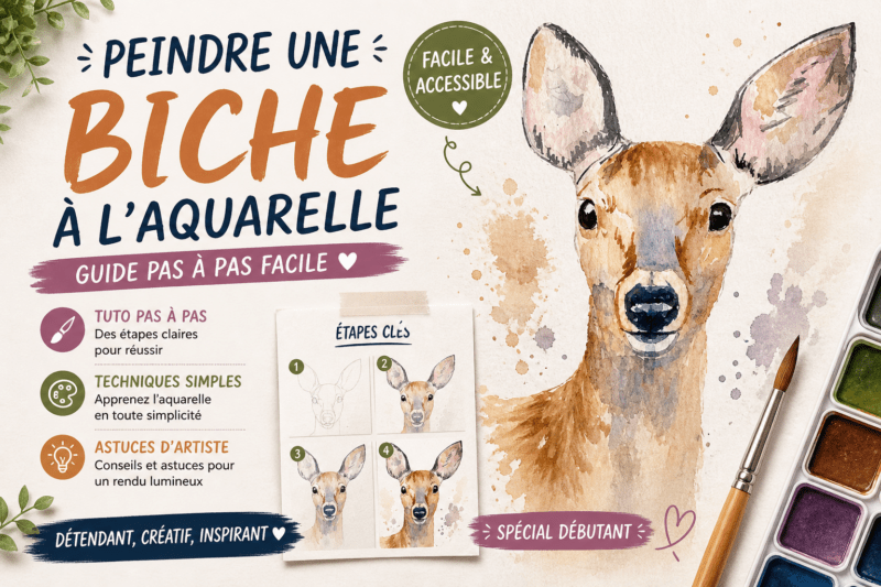 Peindre une biche à l’aquarelle facilement avec un guide pas à pas pour débutant