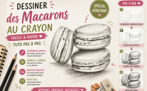 Dessiner des macarons facilement avec un tutoriel pas à pas pour débutant au crayon
