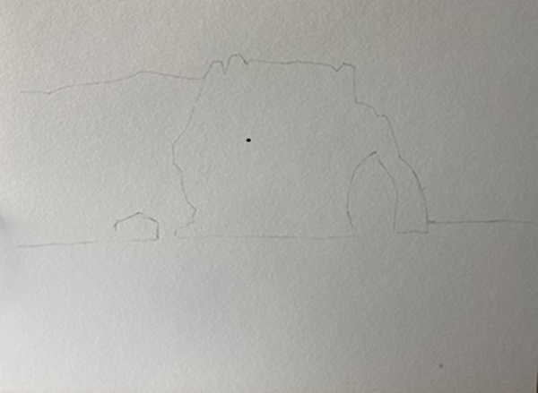 Esquisse des contours des falaises d'Étretat