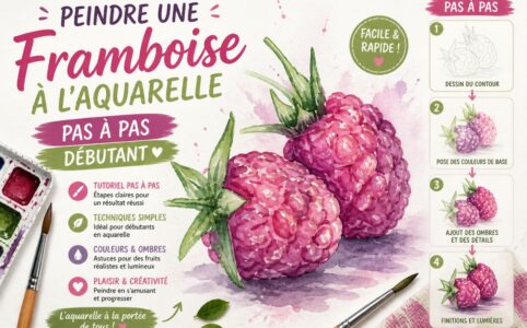 Peindre une framboise à l’aquarelle avec un tutoriel pas à pas facile pour débutant