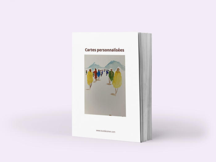 Cartes personnalisées réalisées en moins d'une heure, montrant des créations simples et rapides.