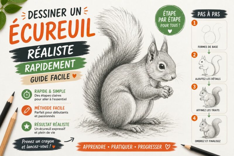 Dessiner un écureuil réaliste rapidement avec un guide facile pour débutant