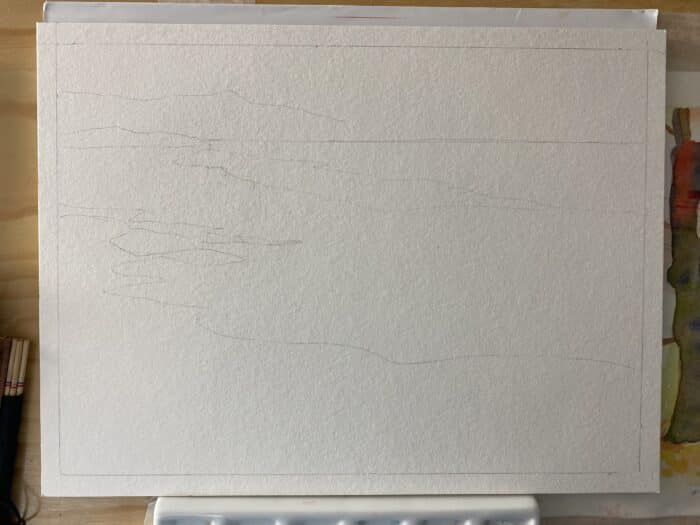 repères simples paysage de mer aquarelle sans dessin débutant ligne horizon croquis léger

