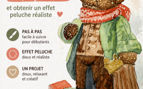 peindre un nounours à l’aquarelle effet peluche réaliste facile
