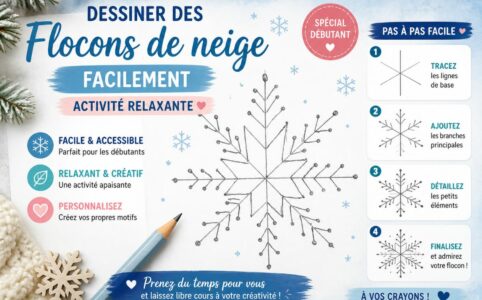 Dessiner des flocons de neige facilement avec une activité relaxante et créative pour débutant