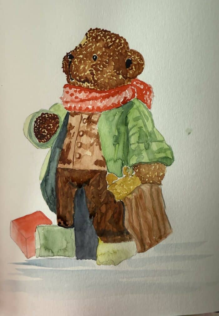 nounours aquarelle fini effet peluche