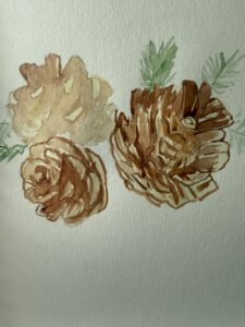 comment peindre une pomme de pin à l'aquarelle