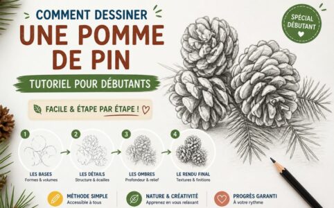 Comment dessiner une pomme de pin facilement avec un tutoriel pas à pas pour débutant