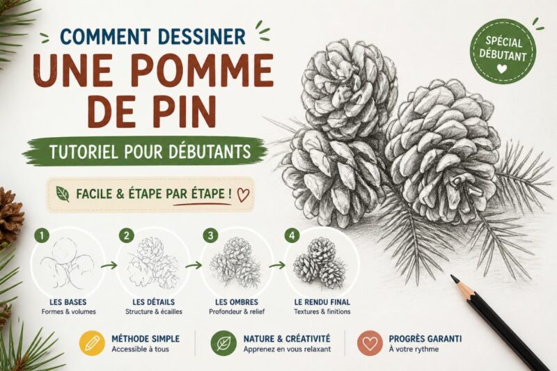 Comment dessiner une pomme de pin facilement avec un tutoriel pas à pas pour débutant
