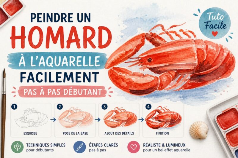 Peindre un homard à l’aquarelle facilement avec un tutoriel pas à pas pour débutant