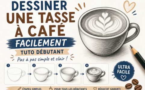 Dessiner une tasse à café facilement avec un tuto pas à pas pour débutant