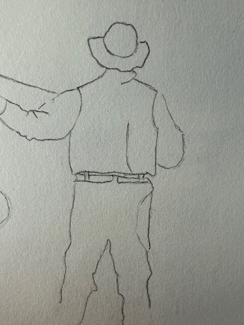 Dessiner un pêcheur au crayon – résultat final du croquis préparatoire