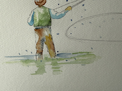 Dessiner et peindre un pêcheur au crayon et à l’aquarelle – pas à pas débutant