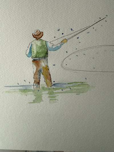 Dessiner et peindre un pêcheur au crayon et à l’aquarelle – pas à pas débutant