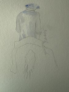 Esquisse pour peindre un cavalier réaliste à l’aquarelle