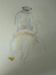 le premier lavis pour peindre un cavalier réaliste à l'aquarelle