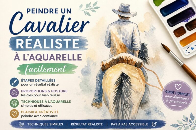 Peindre un cavalier réaliste à l’aquarelle facilement tutoriel débutant pas à pas