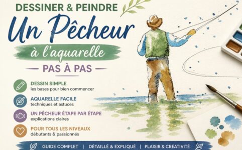 Dessiner et peindre un pêcheur à l’aquarelle pas à pas tutoriel facile pour débutant