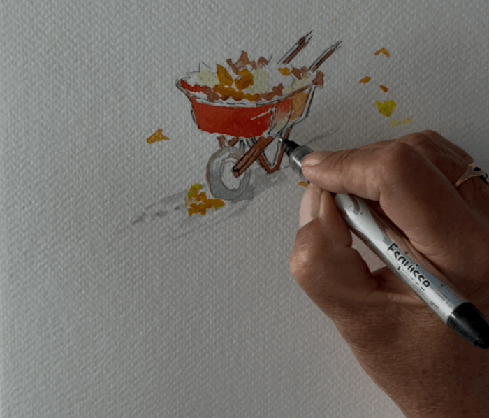 finitions feutre brouette aquarelle
