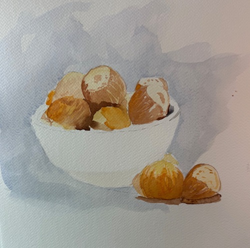 Peindre une noisette à l’aquarelle – tutoriel et symbolique