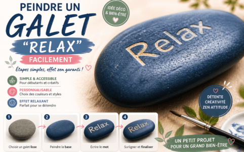 Peindre un galet relax facilement avec une technique aquarelle simple pour un effet bien-être et détente