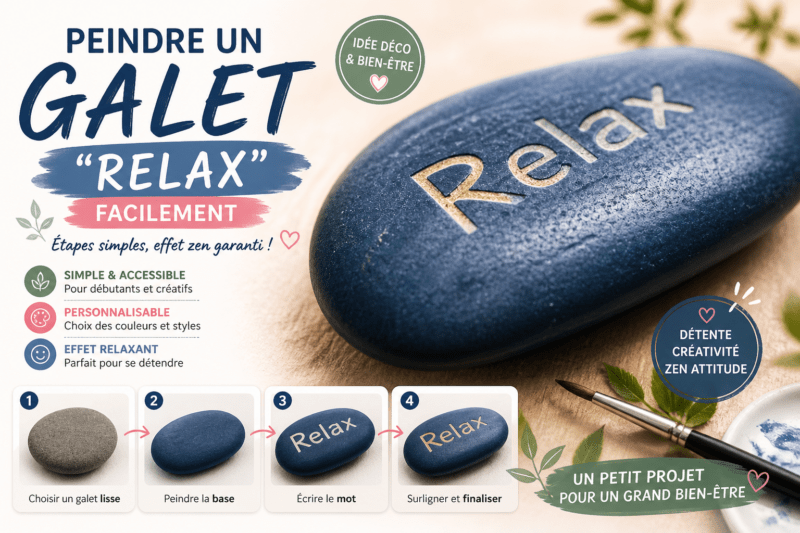 Peindre un galet relax facilement avec une technique aquarelle simple pour un effet bien-être et détente