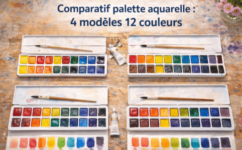 comparatif palette aquarelle 12 couleurs test de 4 modeles