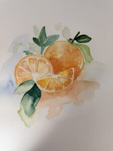 Peindre une orange à l’aquarelle facilement – résultat final pour débutants
