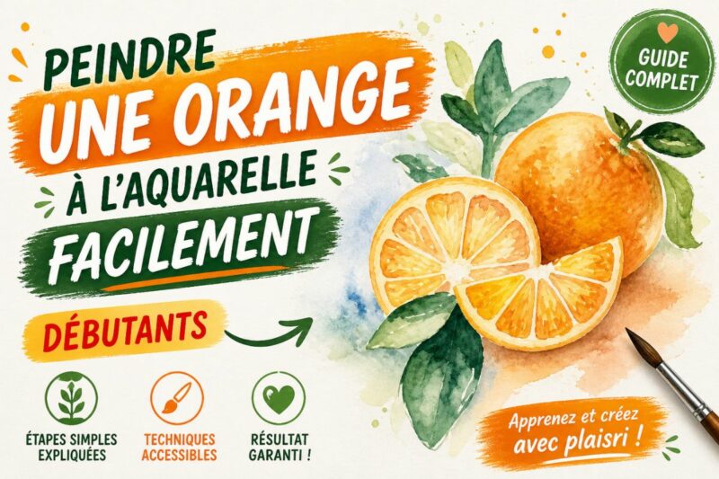 peindre une orange à l aquarelle facile tuto debutant fruit aquarelle