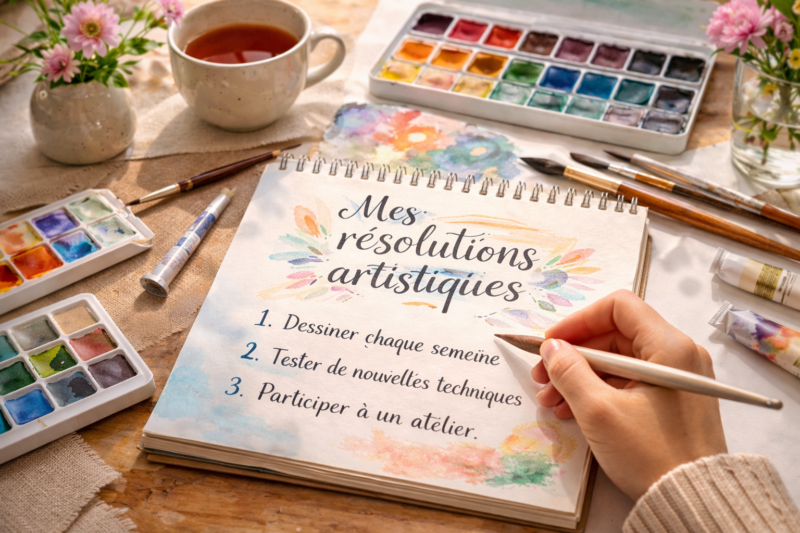 resolutions artistiques carnet aquarelle objectifs creatifs debutant