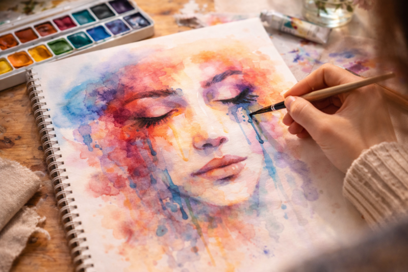 art émotionnel dessin peinture expression des émotions aquarelle