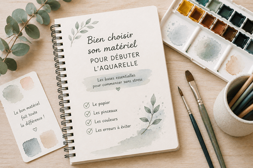 bien choisir son matériel pour débuter l’aquarelle facilement avec les pinceaux, le papier et les couleurs essentielles
