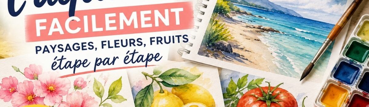 débuter l’aquarelle facilement avec des paysages, des fleurs et des fruits peints étape par étape