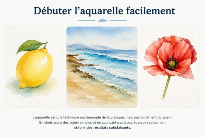 débuter l’aquarelle facilement avec des paysages, des fleurs et des fruits peints étape par étape