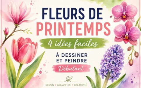 fleurs de printemps à dessiner et peindre facilement tulipe magnolia orchidée jacinthe débutant