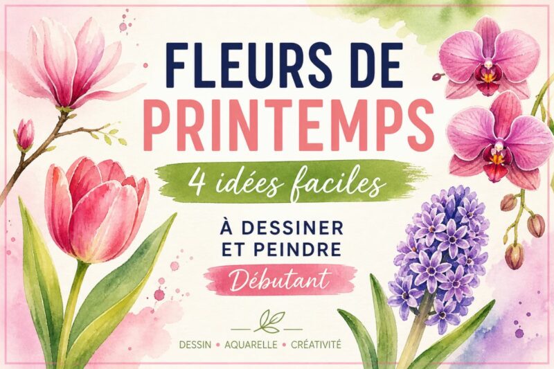 fleurs de printemps à dessiner et peindre facilement tulipe magnolia orchidée jacinthe débutant