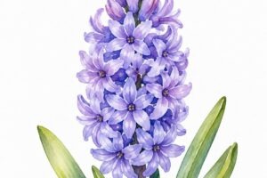 jacinthe aquarelle facile fleur de printemps pour debutant avec fleurs violettes et feuilles vertes