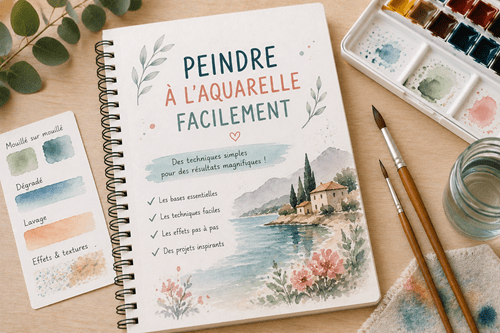 peindre à l’aquarelle facilement avec des techniques simples, des dégradés et un paysage pas à pas pour débutants
