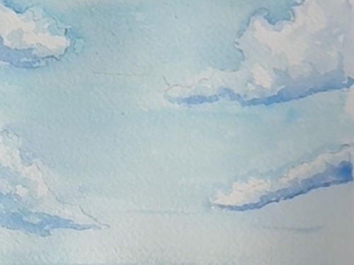 Ciel à l'aquarelle facile pour débuter.