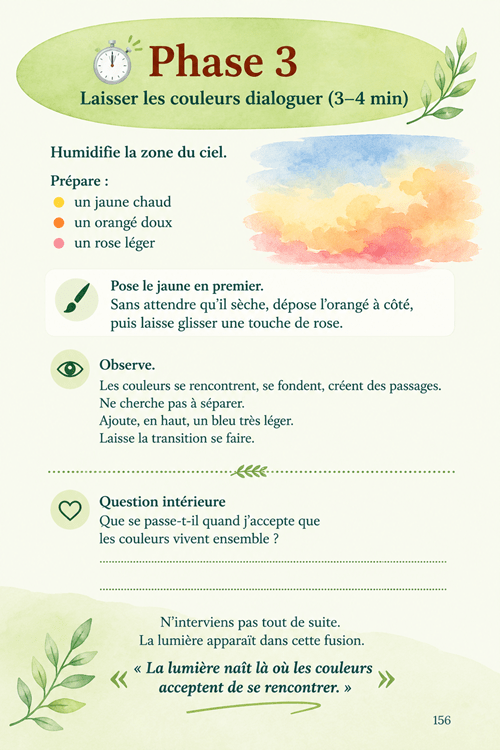 Exercice de bien-être associé à la peinture d'un paysage à l'aquarelle.