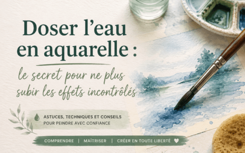 Doser l'eau en aquarelle : pinceau peignant un dégradé sur papier aquarelle pour apprendre à maîtriser la quantité d'eau.