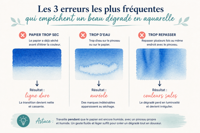 Les trois erreurs les plus fréquentes pour réussir un dégradé en aquarelle