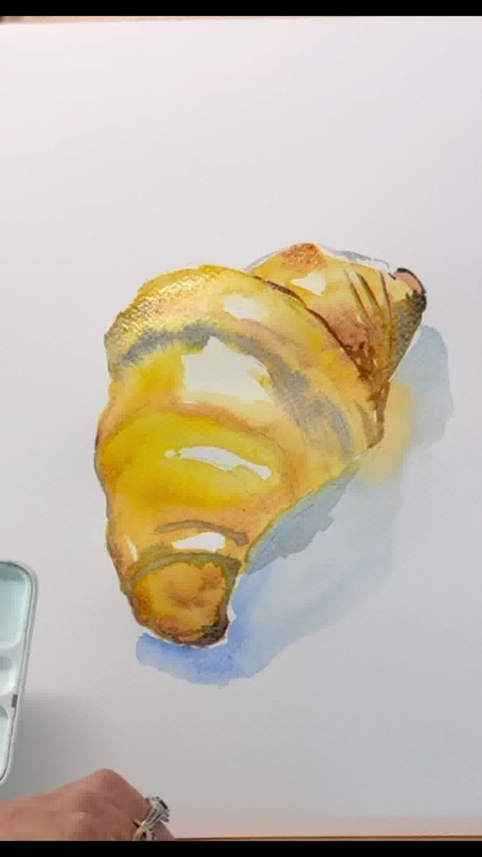 croissant à l'aquarelle presque terminé avec finitions en cours