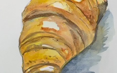 peindre un croissant à l'aquarelle