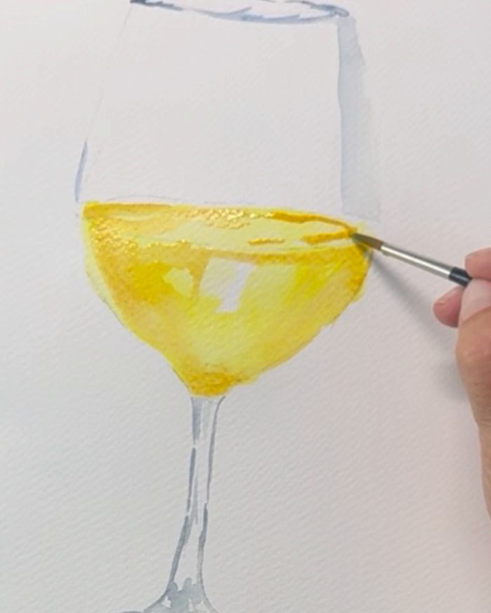 Orangés et ocres ajoutés au pinceau dans le vin pour donner de la profondeur